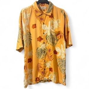 VTG Men’s Tommy Bahama Orange Tropical Print Hawaiian Camp Shirt Size Medium